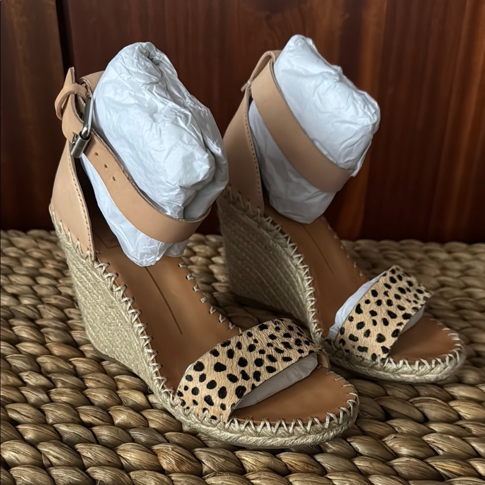 Dolce Vita Leopard Print Wedge Espadrille Sandals